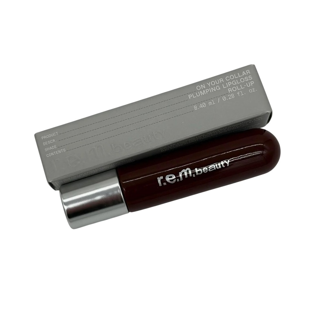 r.e.m. beauty On Your Collar Plumping Lipgloss Roll-Up Mahogany NIB Makeup